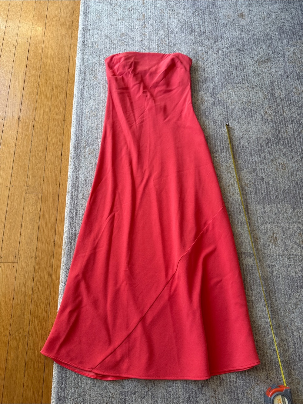 Babaton Strapless Coral-Red Maxi Dress